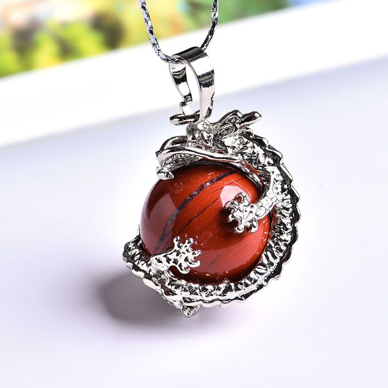 1PC Natural Crystal Dragon Ball Couple Pendant Mineral Jewelry Guardian Noble Fashion Pendant Necklace DIY Gift Jewelry