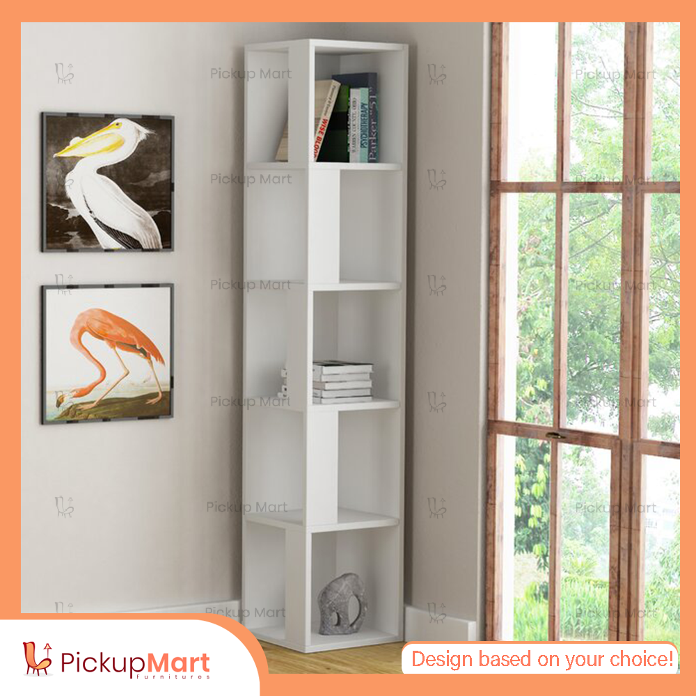 Laminated Board Book Shelf  Showpiece Rack  Living Room furniture  BS - 83 (white)