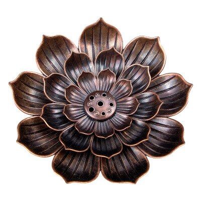 2 in1 Creative Incense Stick Holder Alloy Lotus Line Incense Burner Metal Crafts Sandalwood Coil Base Red bronze Home Decoration