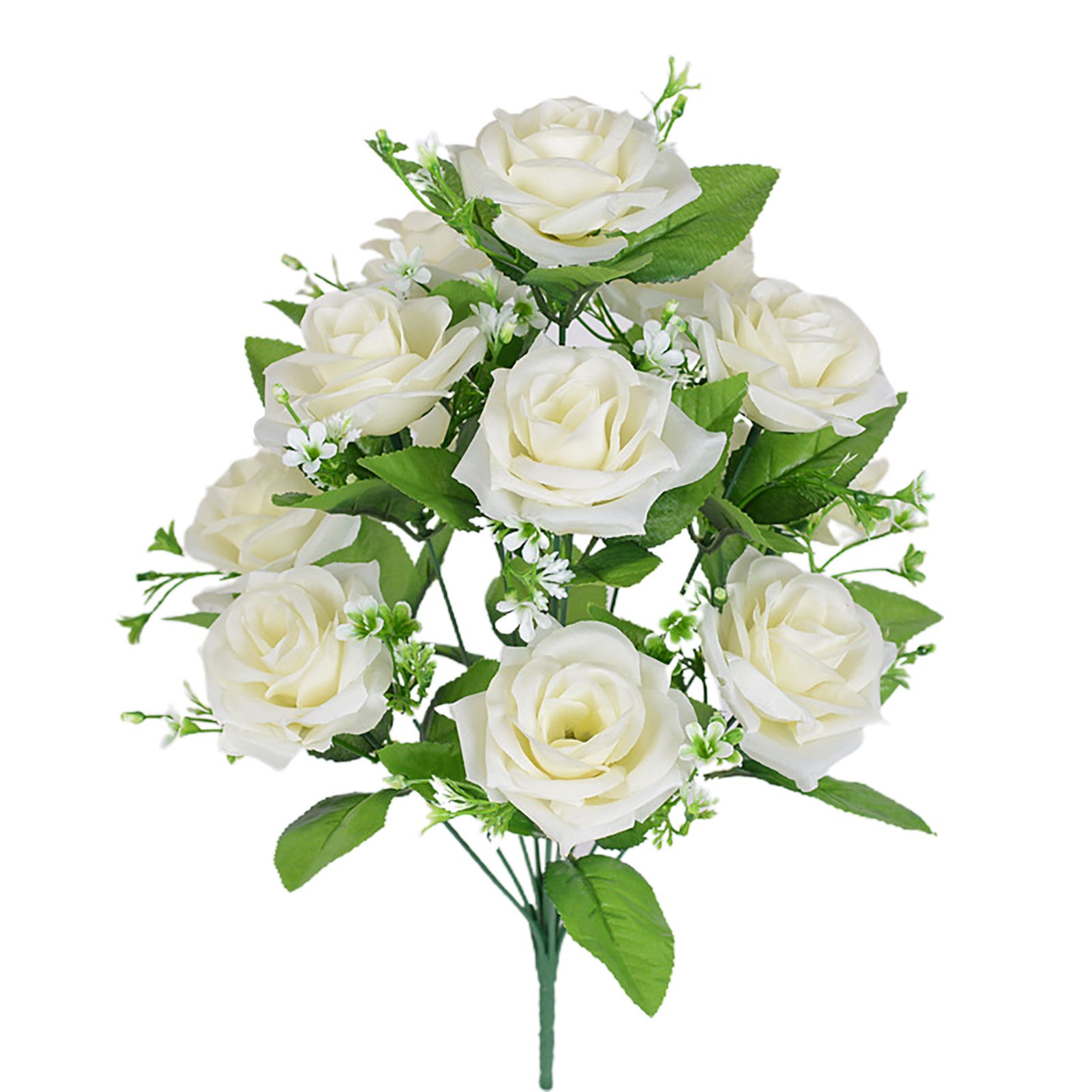 1 Bouquet Artificial Flower No Wilting Elegant 12 Heads Decorative Beautiful Faux Silk Rose Flower Home Decoration