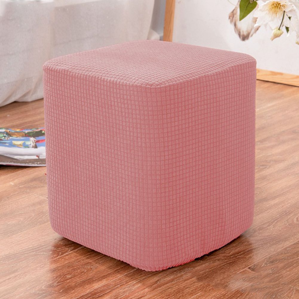 GC Waffle Plaid Pattern Elastic Stool  Cover Water-repellent Square Column Stool Seat Cover color:Army Green