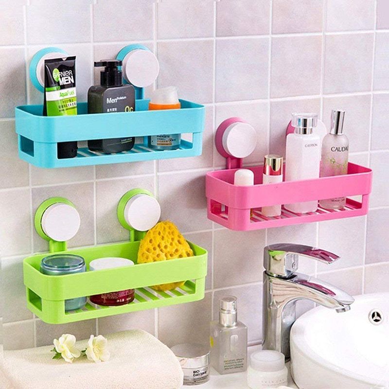 Bathroom Shelves Suction Shelf Suction Rack Plastic 3pcs set