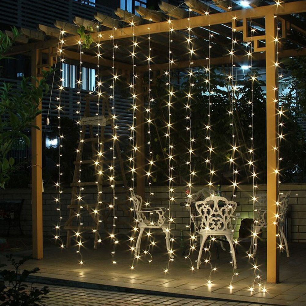 Yfashion 3x3M 300LEDs Curtain Icicle String Light with ail Plug for Christmas Outdoor Decoration EU Plug 220V