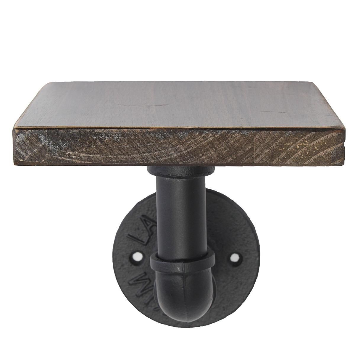 Flange Wall Mount Hanging Industrial Iron Shelf Holder Rack Solid Wood Shelving