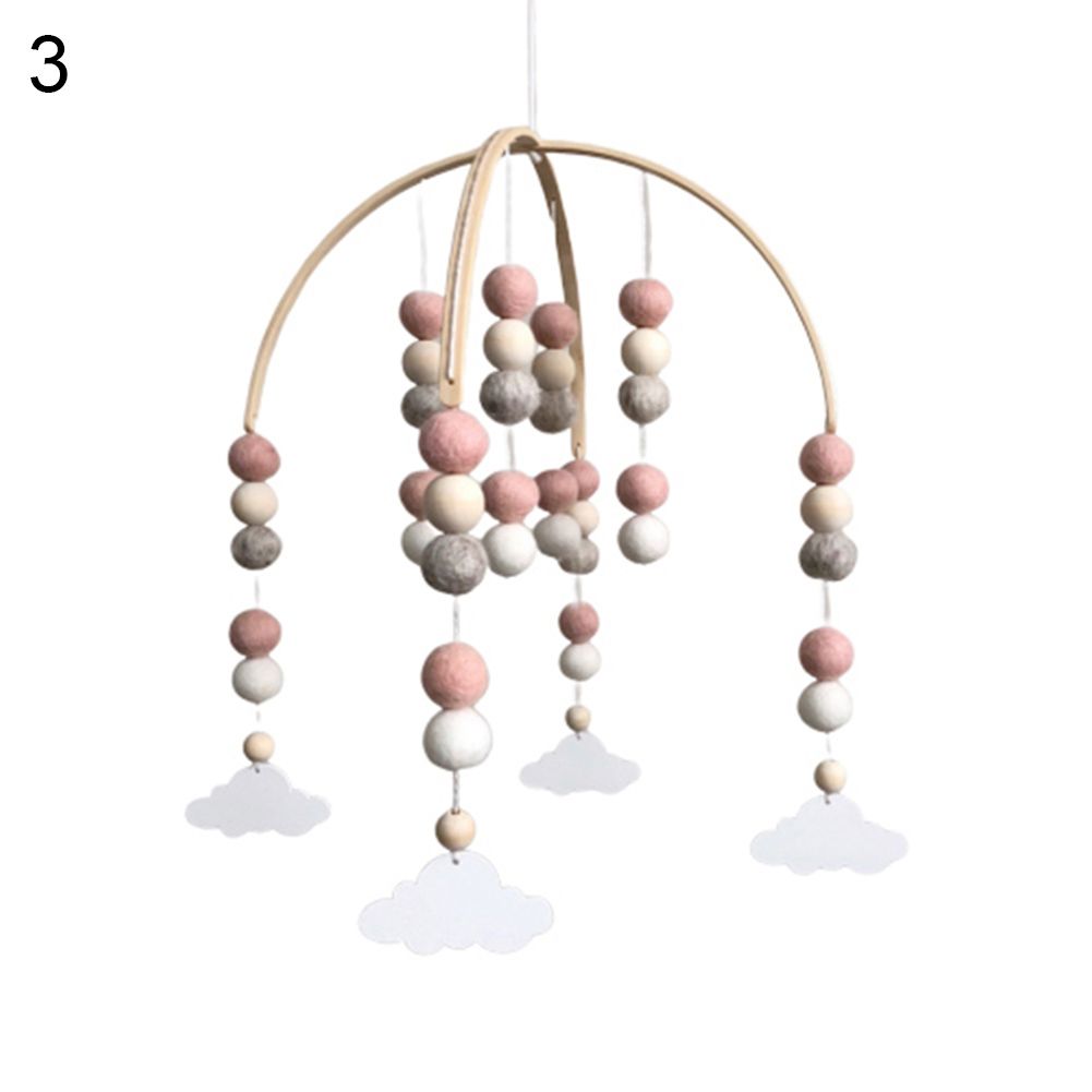 Wooden Star Cloud Leaf Bead Ornament Baby Crib Hanging Decor Photo Studio Props
