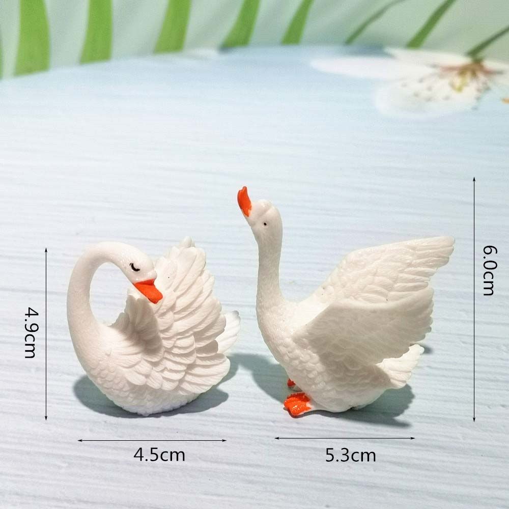 Swan Sets Lovers Bird  Model Figurine Home Ornament Glass Decor Miniature Craft Garden Fairy Decoration DIY Accessories