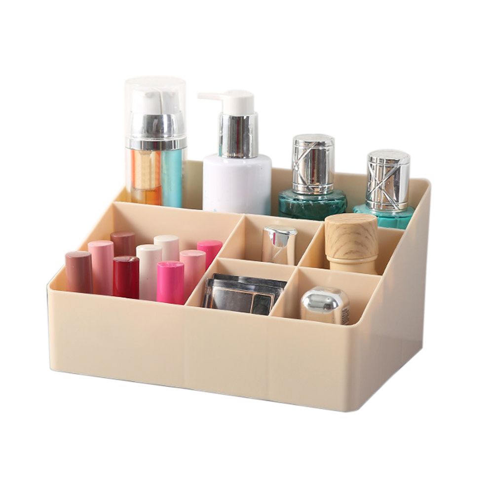 6 Grids Cosmetic Organizer Box Desktop Plastic Sundries Storage Case Container