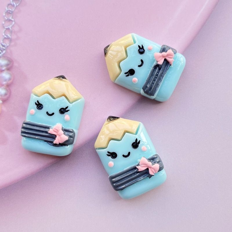 8pcs/Lot Hand Painted Kawaii Resin Mixed Mini Stationery Flatback Cabochons For Hair Centers DIY Scrapbooking Decor D40