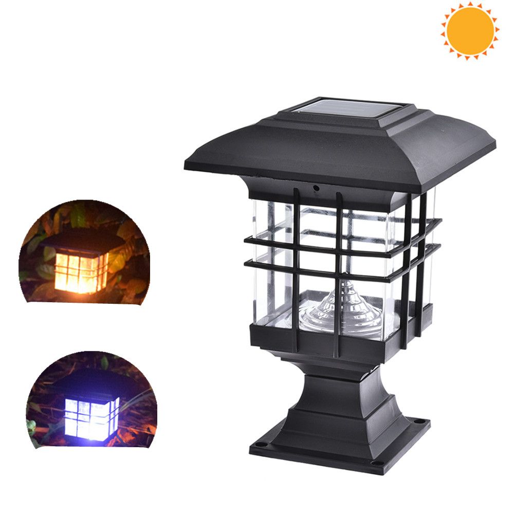 Yfashion Waterproof House Shape Solar Column Lamp for arden Landscape Decor Outdoor Lighting