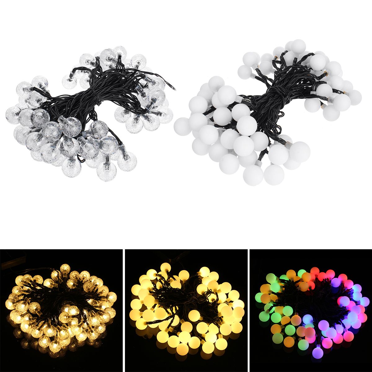Solar String LED Lights Garden Outdoor 8 Modes Light Multi-Colored Waterproof Crystal Ball Waterproof With Outdoor