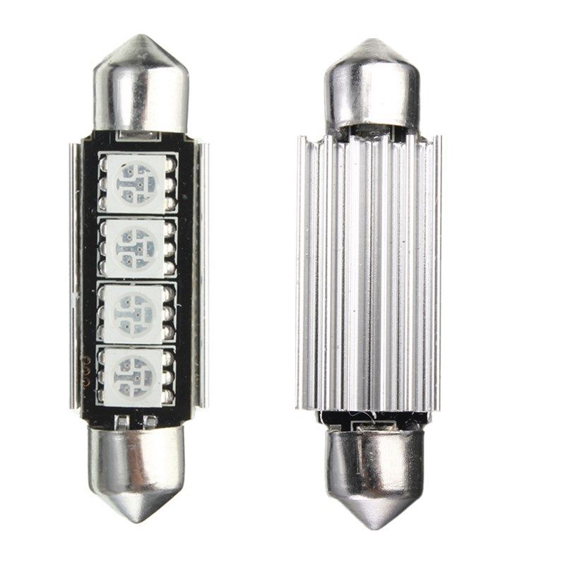 2x  Red 4-SMD 5050 LED Map/Dome Interior Light Bulb 42MM Festoon 2.2W DV 12V
