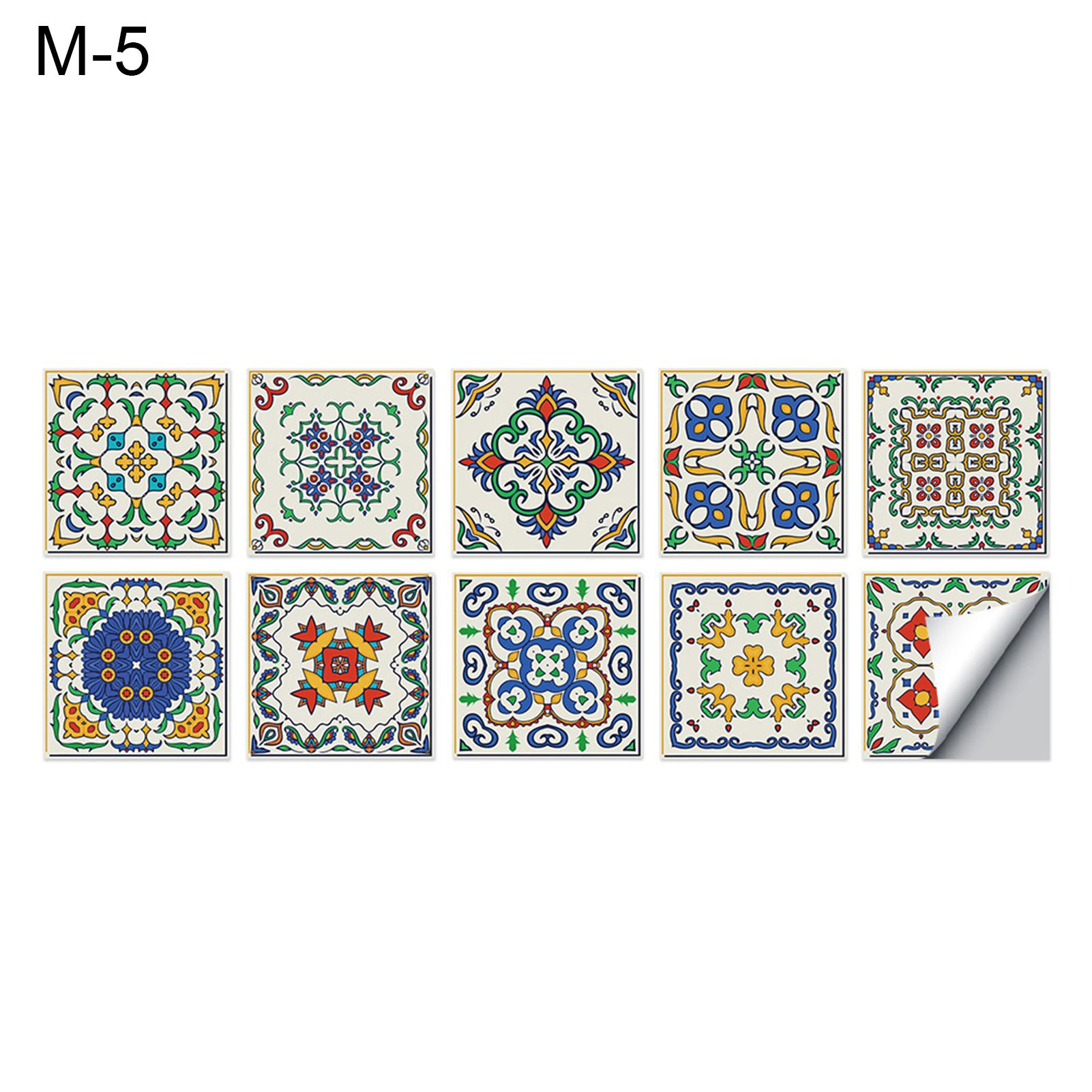 10Pcs/Set Beautiful Geometric Pattern Wall Sticker Waterproof Multi-use PVC Tile Sticker Home Decor
