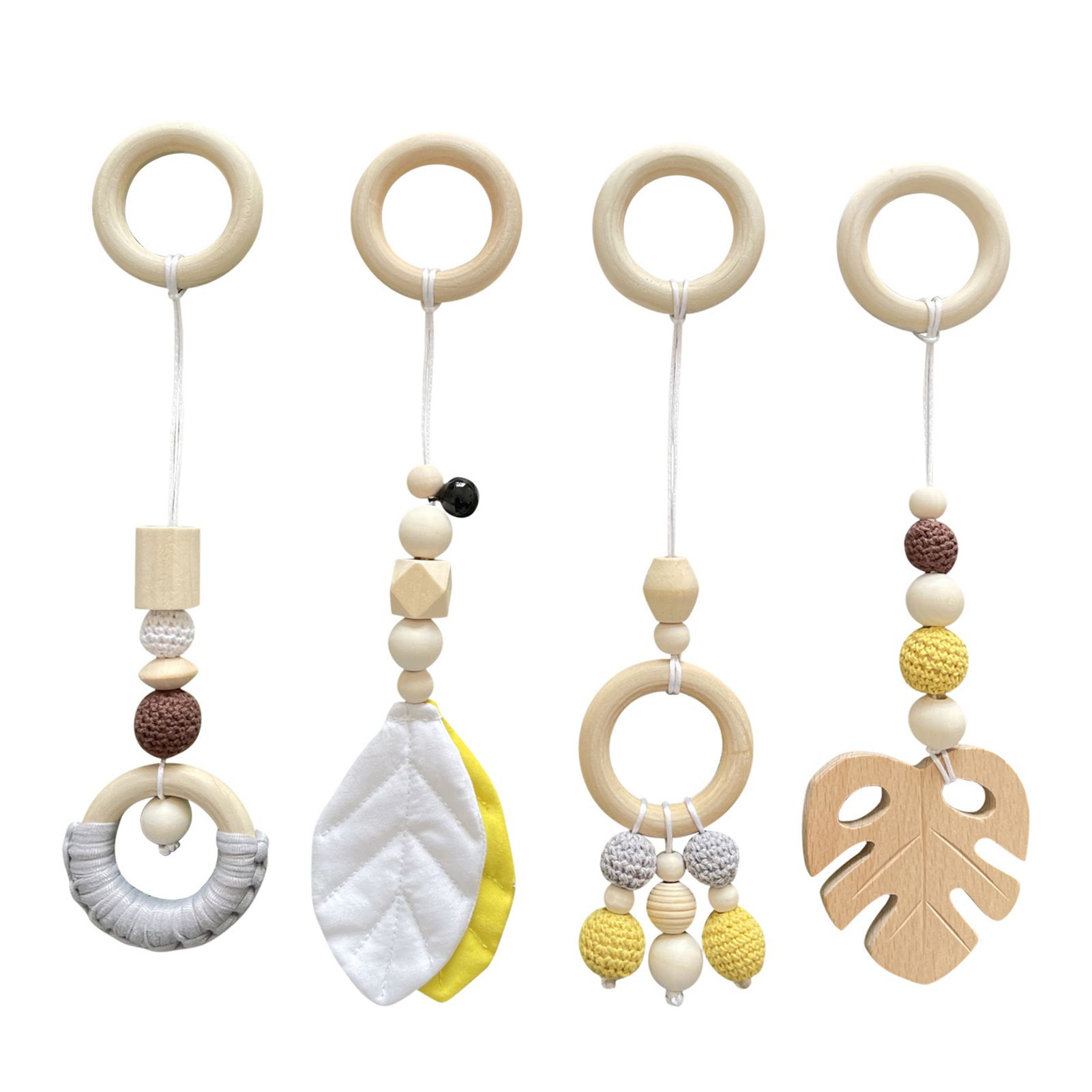 Baby Wooden Teether Round Edges Ring Molar Wooden Teether