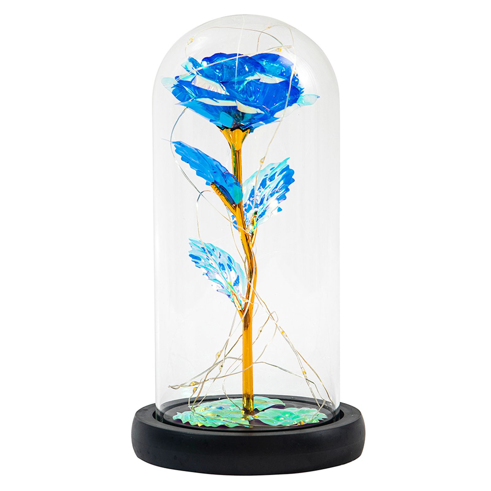 Three-leaf Gold Foil Rose Flower String Light In Glass Cover Home Decor Valentine's Day Gift