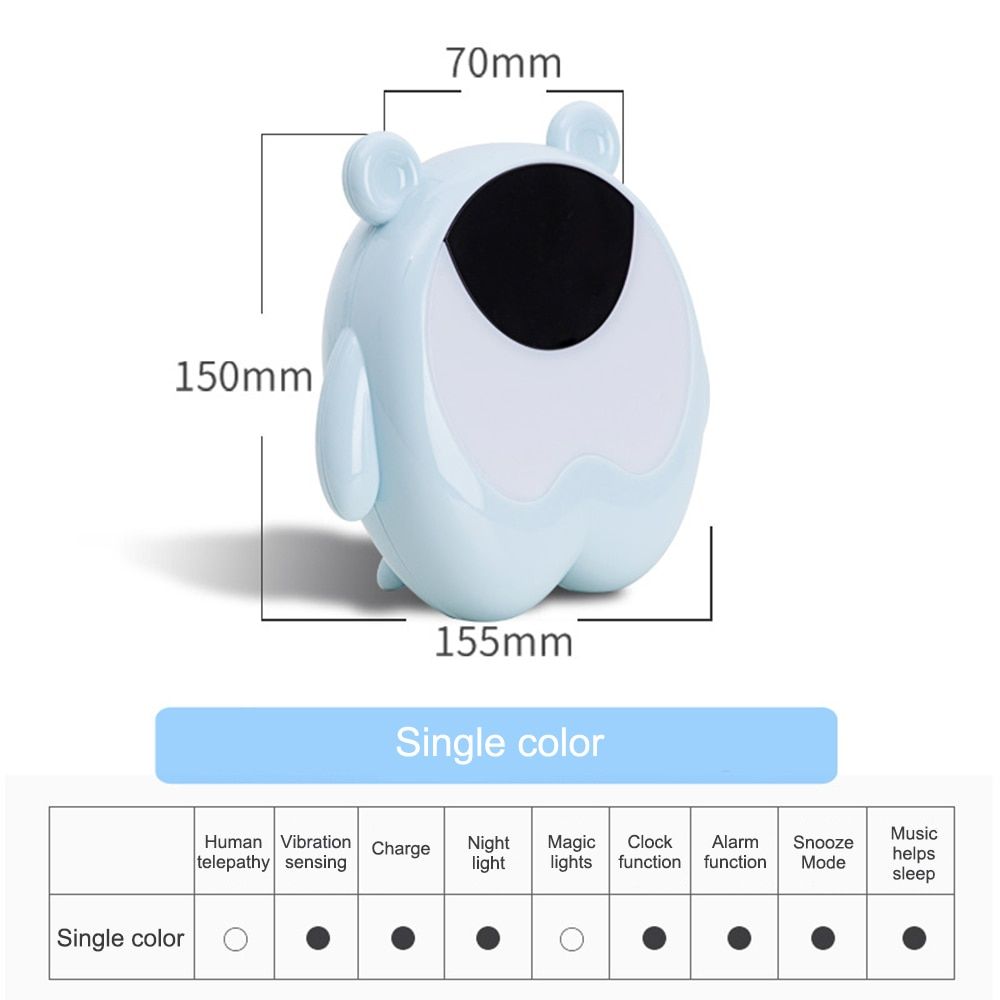 Cute Bear Time Bedside Alarm Clock Night Light RGB Wake Up Motion Sensor Music Lamp for Kids Gifts Baby Children Bedroom Decor