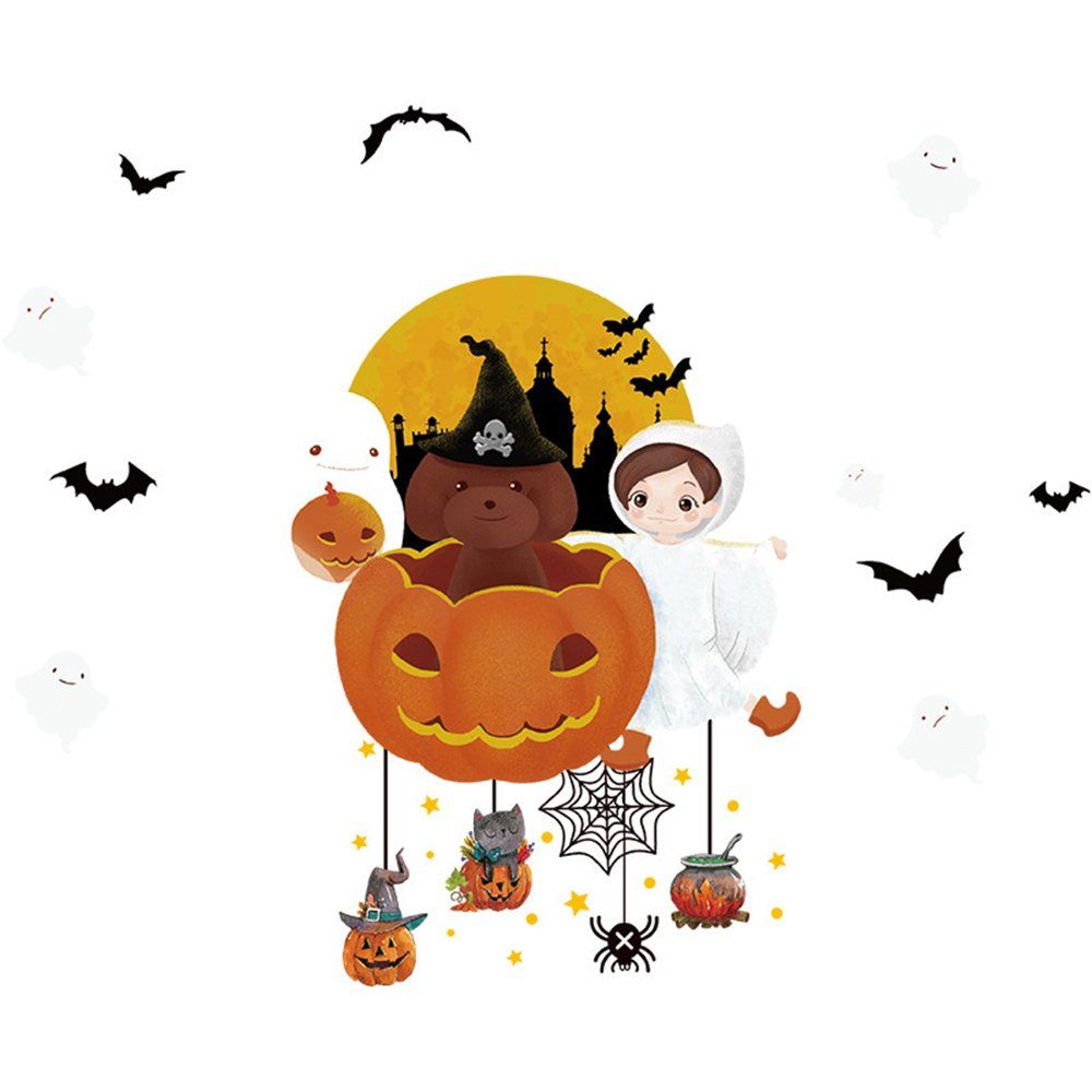 TE XL627 Pumpkin Lantern Ghost Wall Sticker Happy Halloween Party Decoration