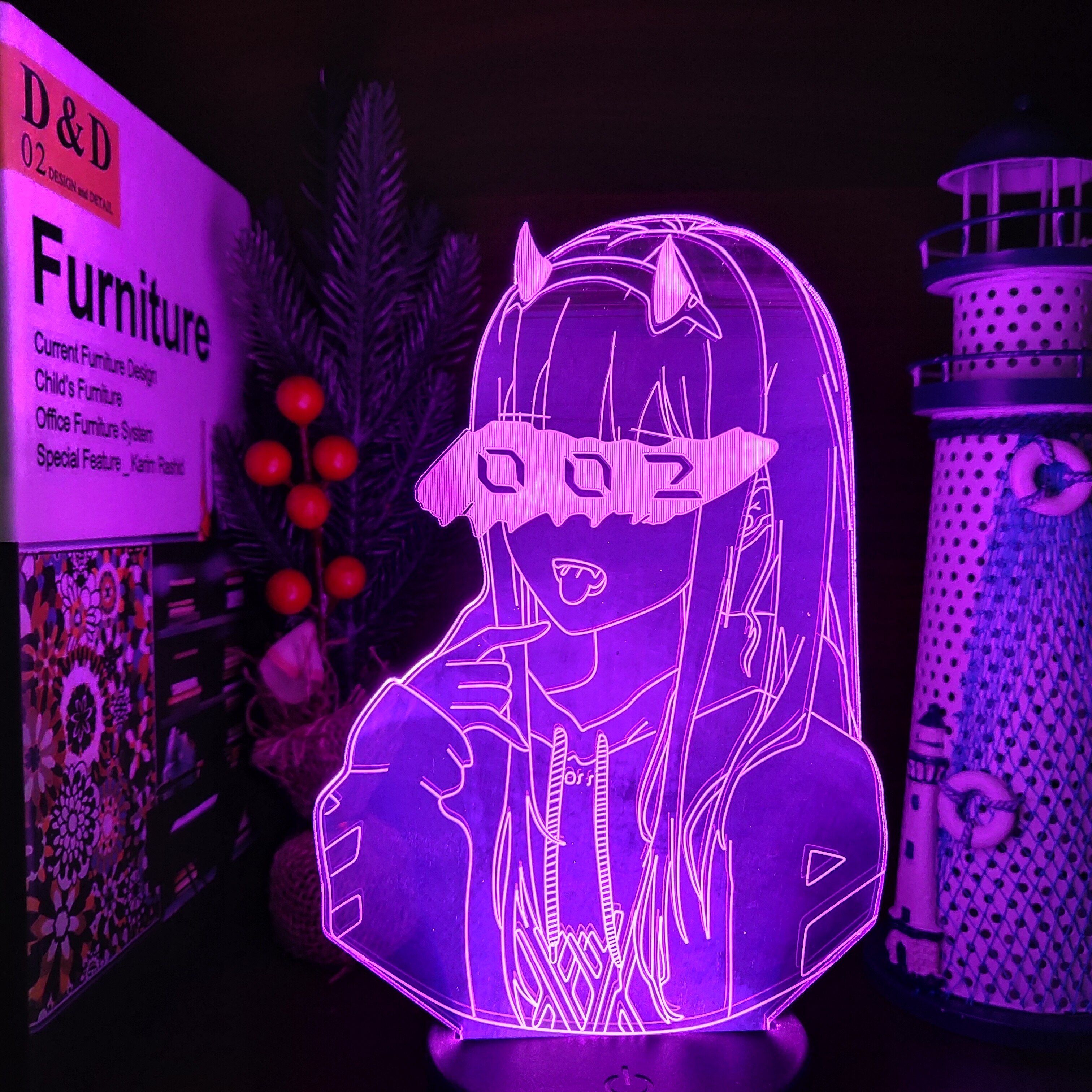 DARLING in the FRANXX Zero Two 002 3D Led Illusion Night Lights Anime Lamp Led Lighting For Christmas Gift
