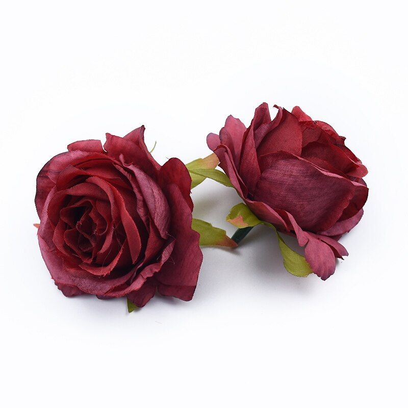 5Pieces artificial flowers wall for wedding bridal accessories clearance home decor scrapbooking diy gifts Handmade silk roses