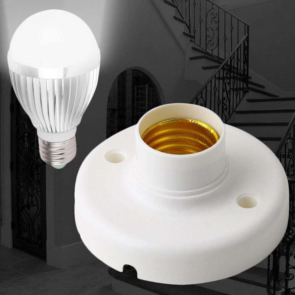 LALA Useful E27 Round Plastic Base Screw Light Bulb Lamp Socket Holder White