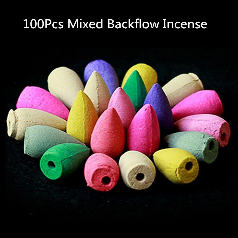 100Pcs Incense Or Burner Chinese Pottery Crafts Creative Home Decor Lotus Pond oke Backflow Cone Incense Sticks Burner Censer