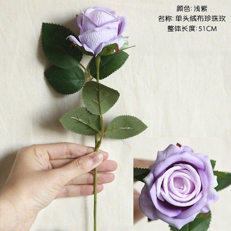 Velvet Artificial flowers rose branch fleur artificielle rose flores for wedding decoration cheap fake Flower wholesale