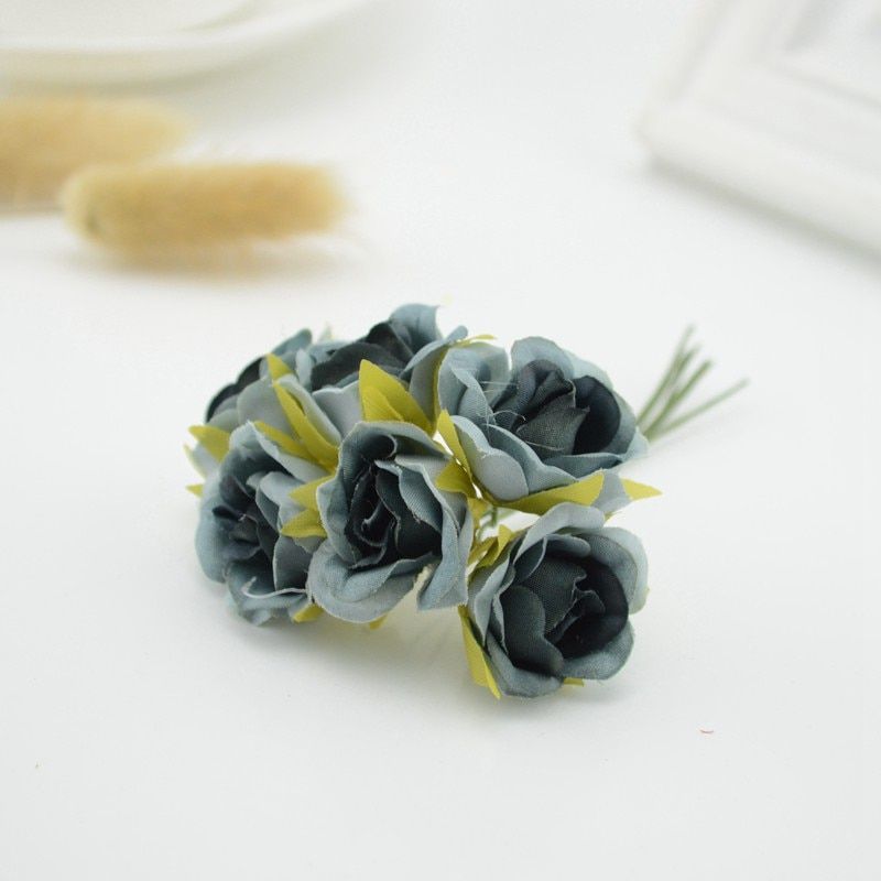 6 pcs Silk Rose flores Artificial Flowers cheap Bouquet home Wedding Decoration DIY Wreath gifts scrapbooking craft Fake flower