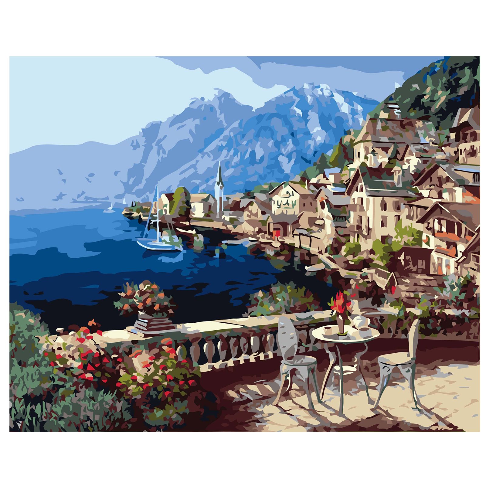 16 x 20 Inch DIY Oil Painting on Canvas Paint by Number Kit Beautiful Street Pattern for Adults Kids Beginner Craft Home Wall Decor Gift Frameless