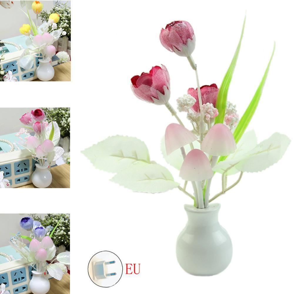 Romantic Tulip Shape Light Sensor Night Light for Bed Room Decor European Regulation