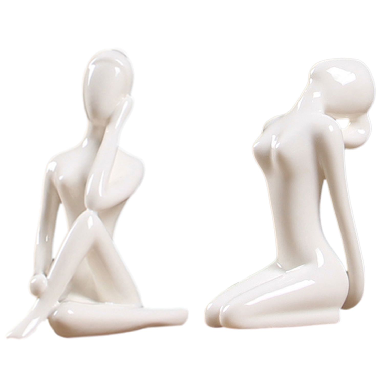 2 Pcs Abstract Art Ceramic Yoga Poses Figurine Porcelain Yoga Lady Figure Statue Home Yoga Studio Decor Ornament 4 & 10