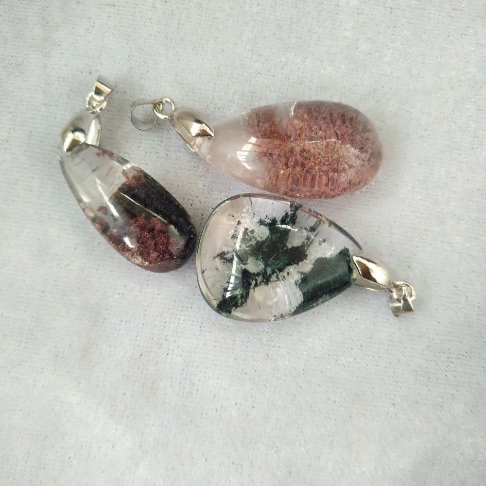 Natural ghost quartz crystal pendant