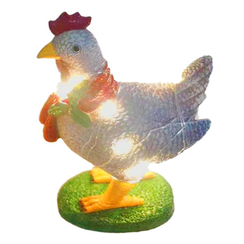 Light-Up Chicken with Scarf Holiday Decoration, LED Christmas Outdoor Resin Ornaments Yard Art for Garden Patio Lawn