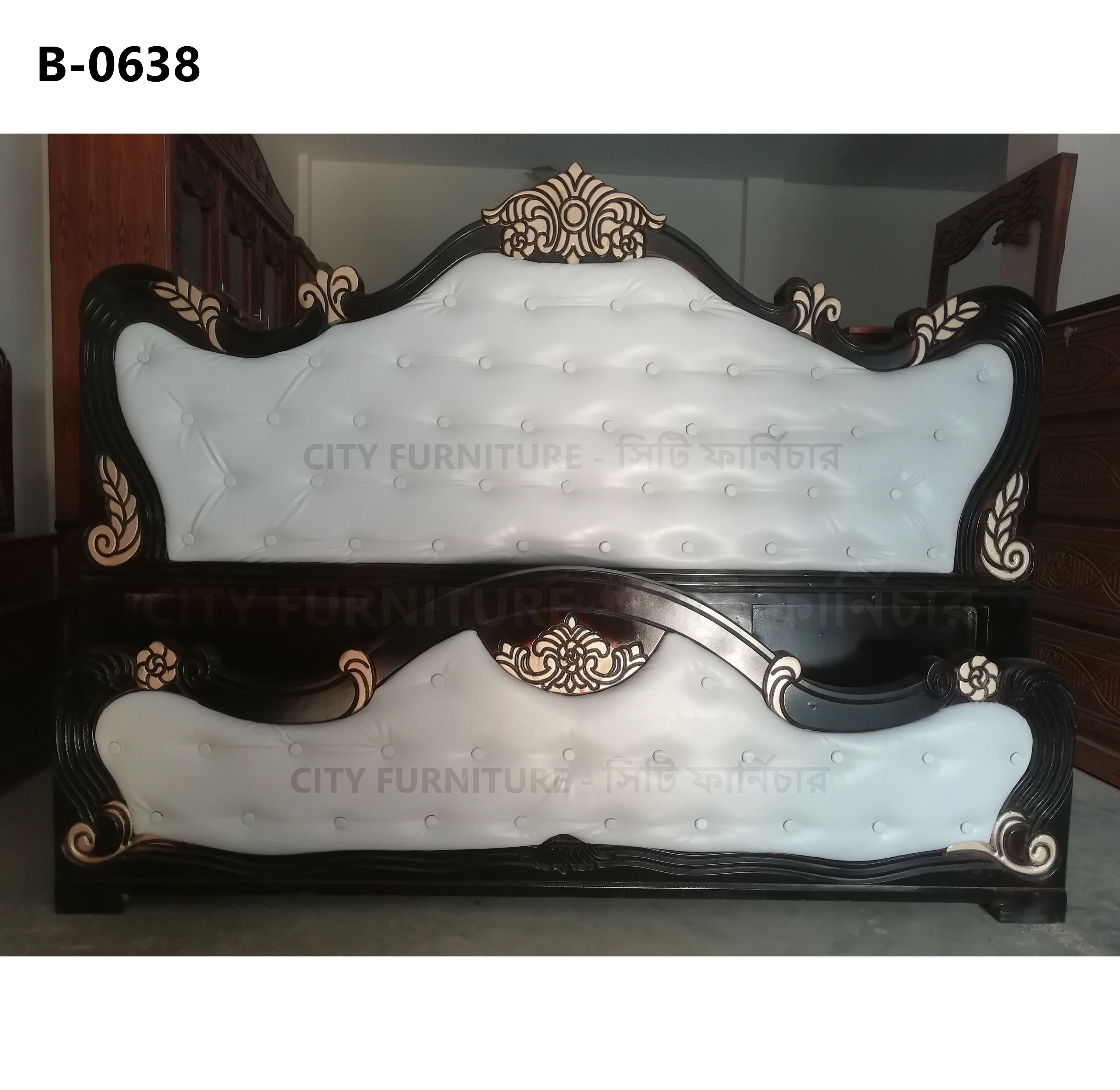 B-0638 (Malaysian Processed Wooden Royal Leather SemiBox Bed) All Size Available / City Furniture