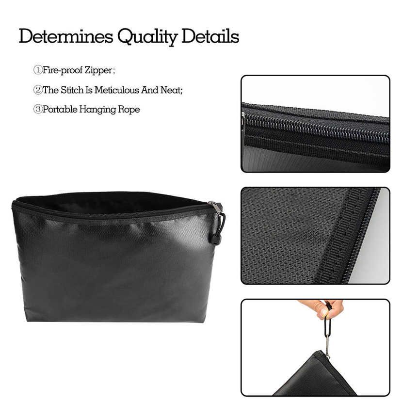File Bag Portable Fireproof Waterproof Office Document Package Financial Bill Pouch Safe Storage Case