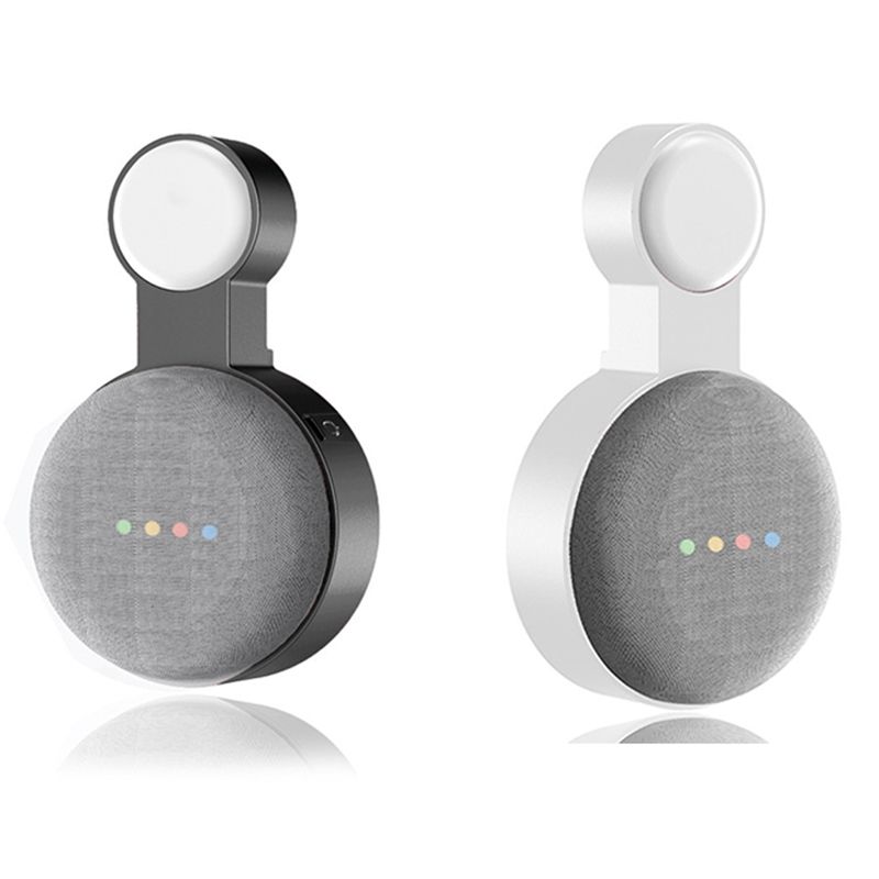 2Pcs for Google Audio for Google Nest Mini Wall Bracket Second Generation Socket Hanging Hanger Bracket-Black & White