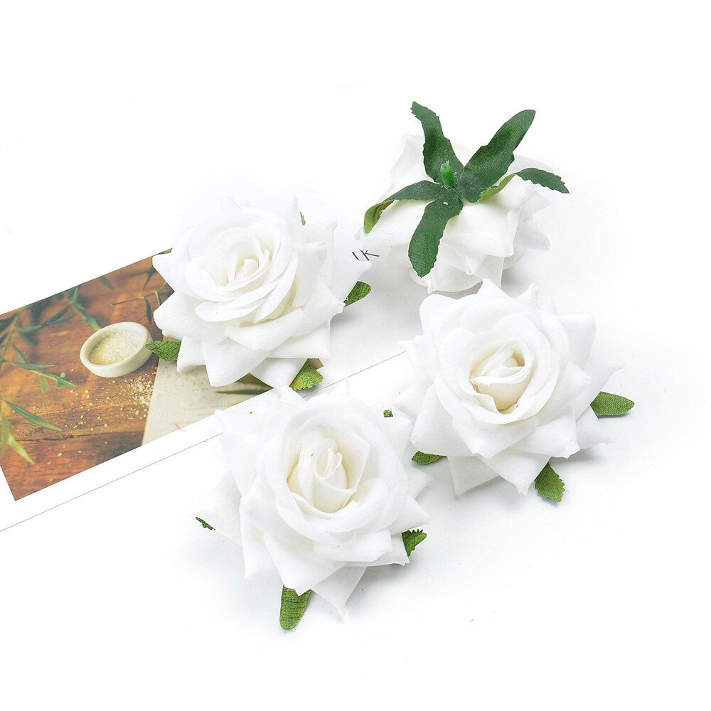 5pcs 6cm artificial flower silk rose flower head For wedding home decoration DIY wreath scrapbook handmade Fake flower