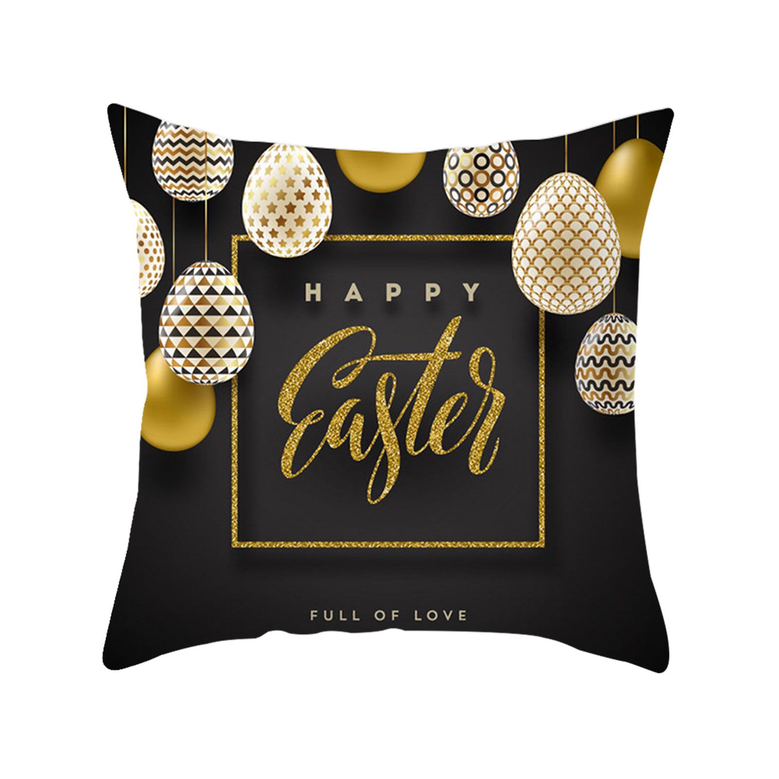 Pillowcase Easter Series Print Dirt-proof Polyester Easter Bunny Eggs Pillow Cover for Living Room