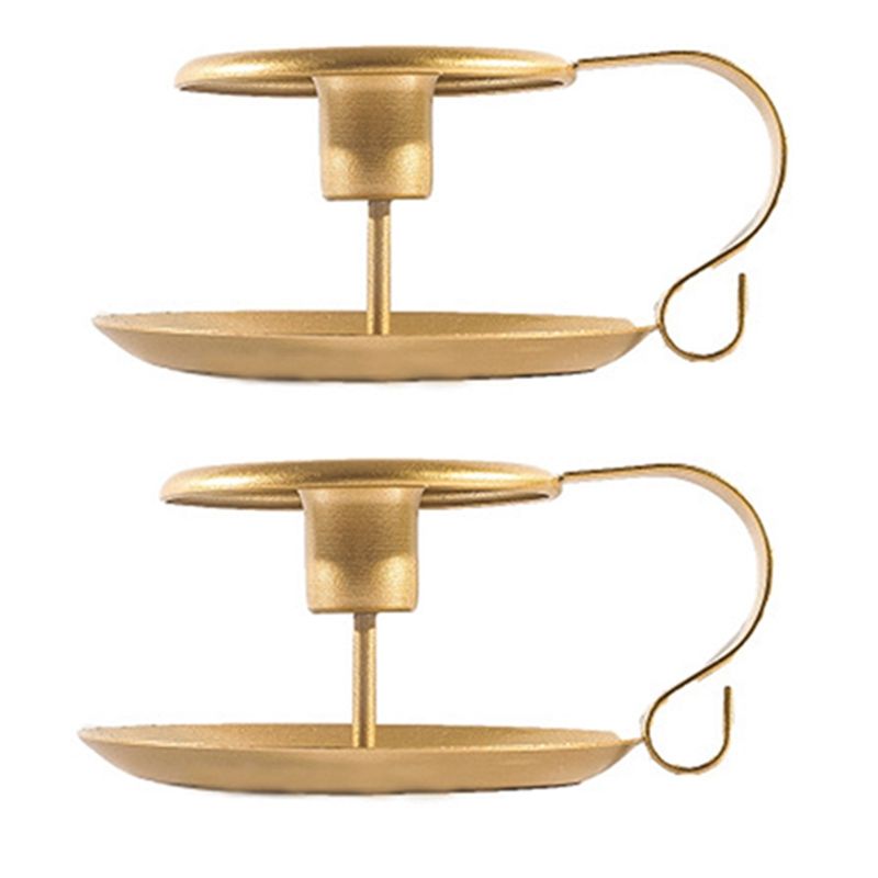2 Golden Tea Cups Candlesticks Long Rod Aromatherapy Candles Wedding Party Table Decoration