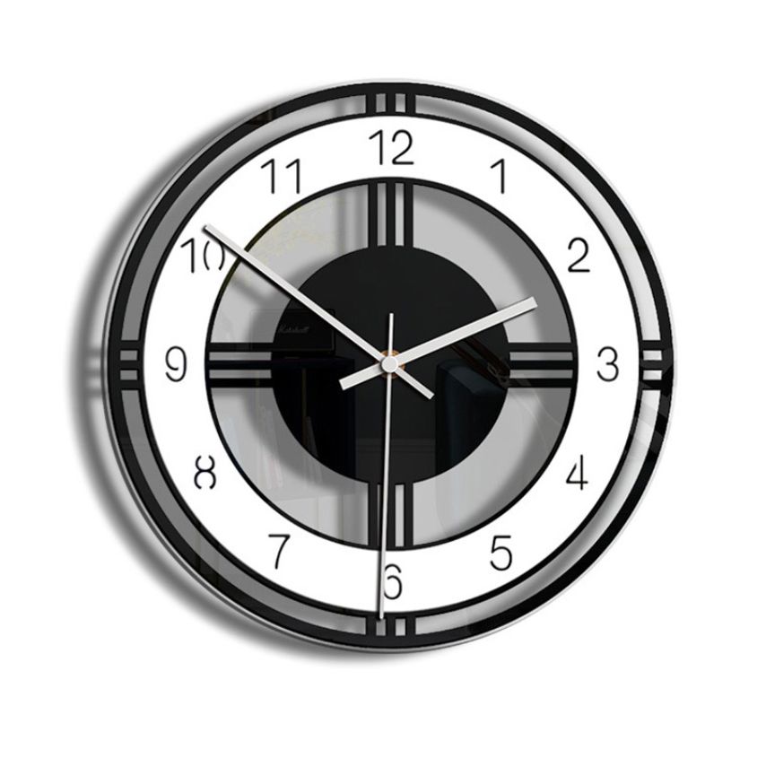 Retro Acrylic Round Dial Digital Mute Wall Clock Home Office Room Hanging Decor
