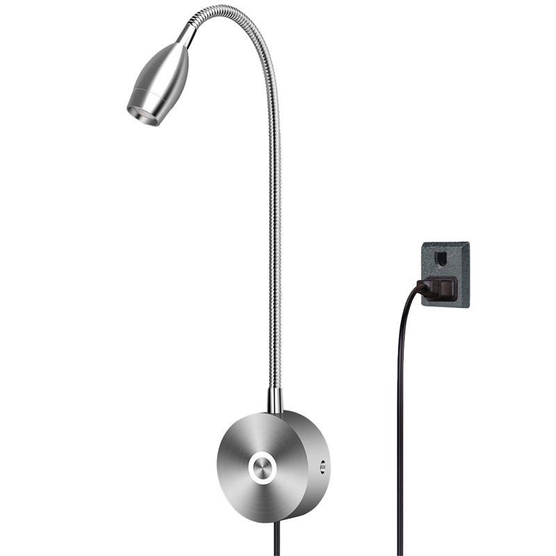 Dimmable Reading Lamp, Bed Lights with Plug Wired for Bedroom Bedside, Flexible Gooseneck Book Light, Wall Mounted Read Light, 200LM / 3000K Beam Angle: 30 ° US Plug