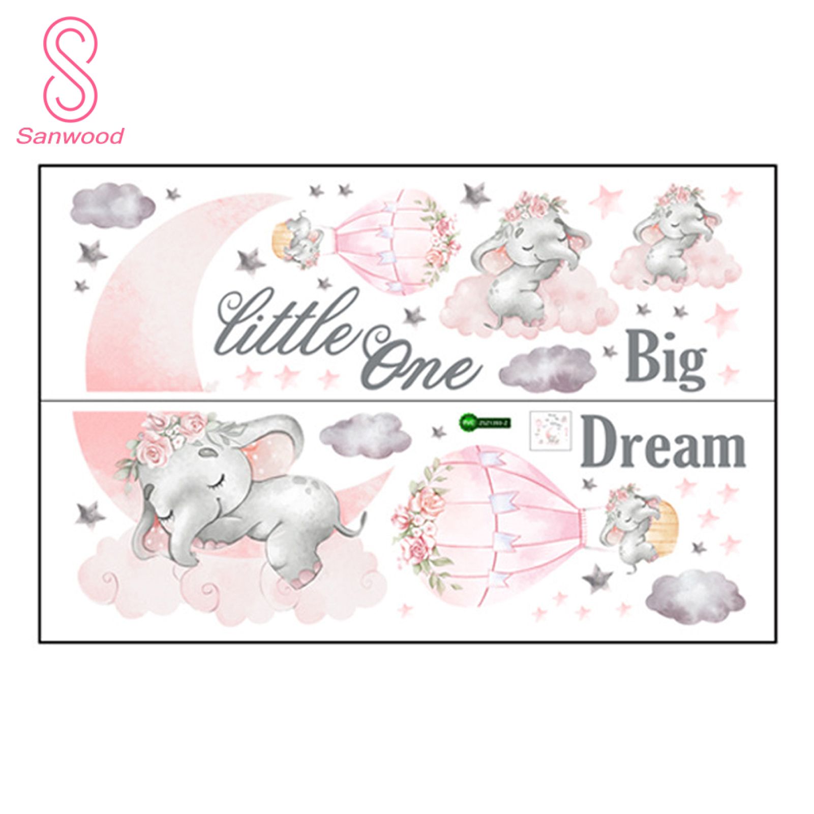 2Pcs/Set Wall Sticker Adhesive Cartoon PVC Removable DIY Wall Paper for Baby Room