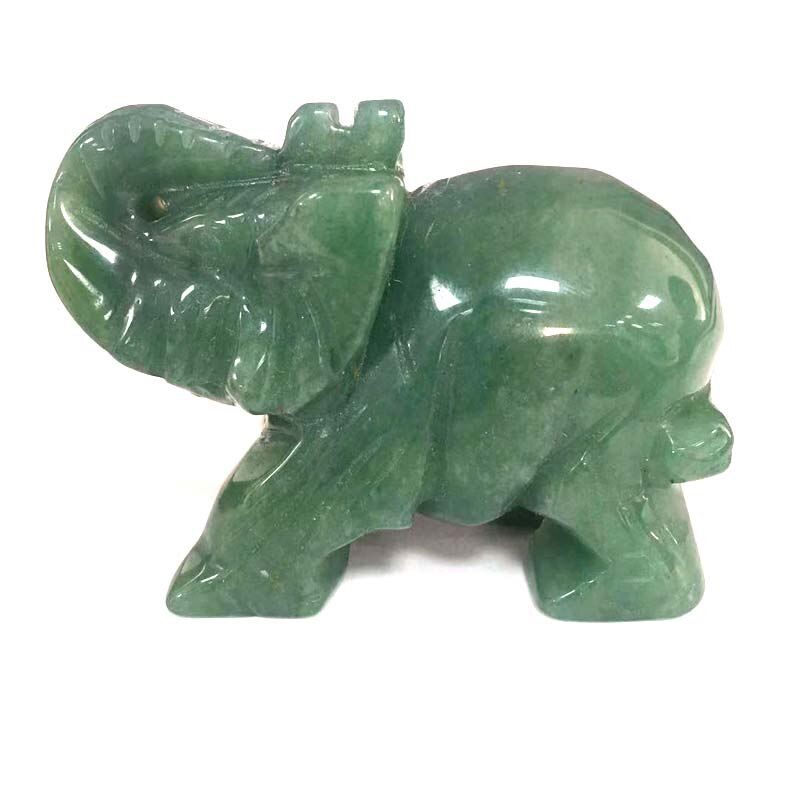 3 Inch Figurine Craft Carved Natural Stone Tiger Eye Stone Green aventurine Elephant Animals Statue for Home Decor Healing XY