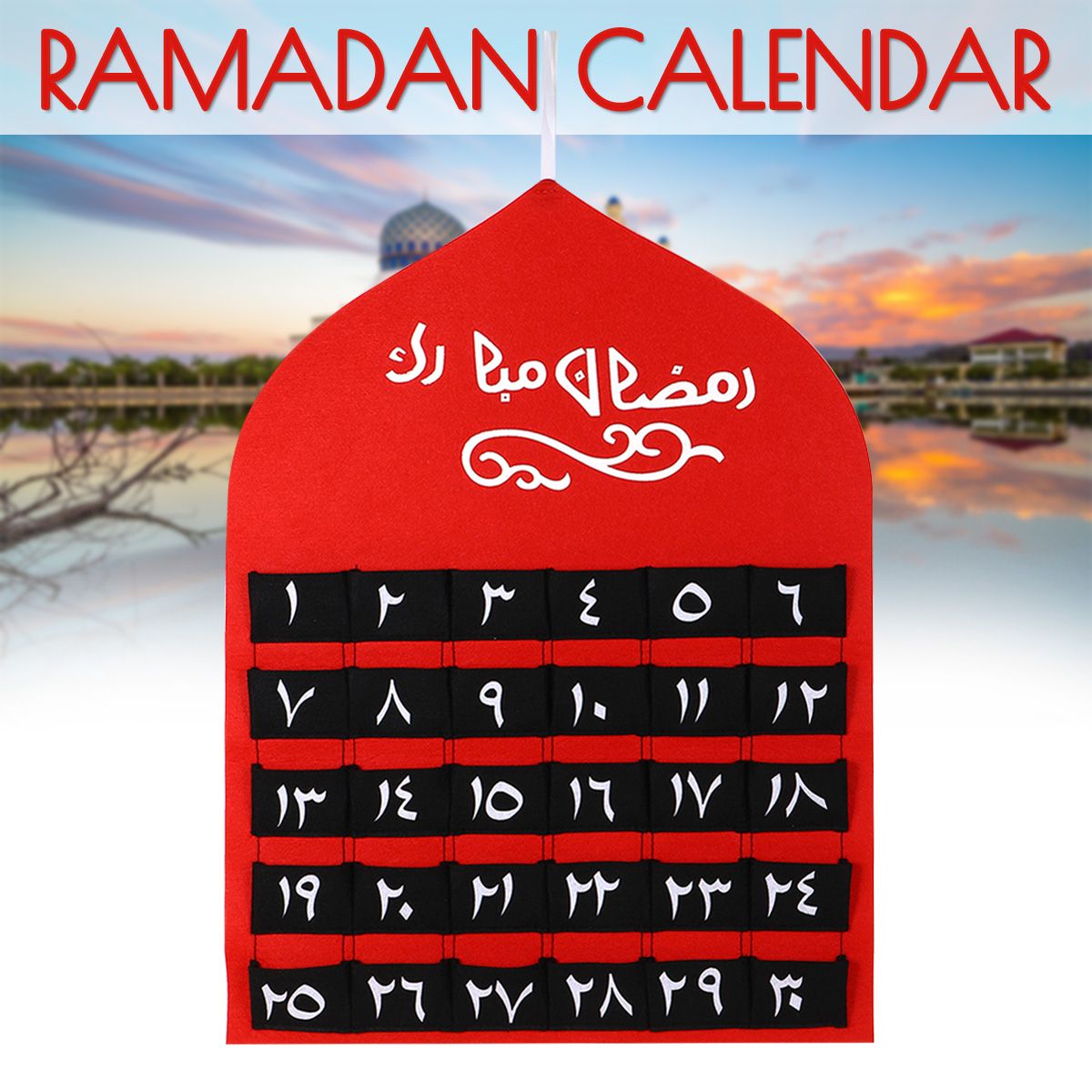 Decorate Your Life 2020 Kids Arabic Ramadan Advent Calendar 30 Pockets Eid Mubarak Tracker Decorations