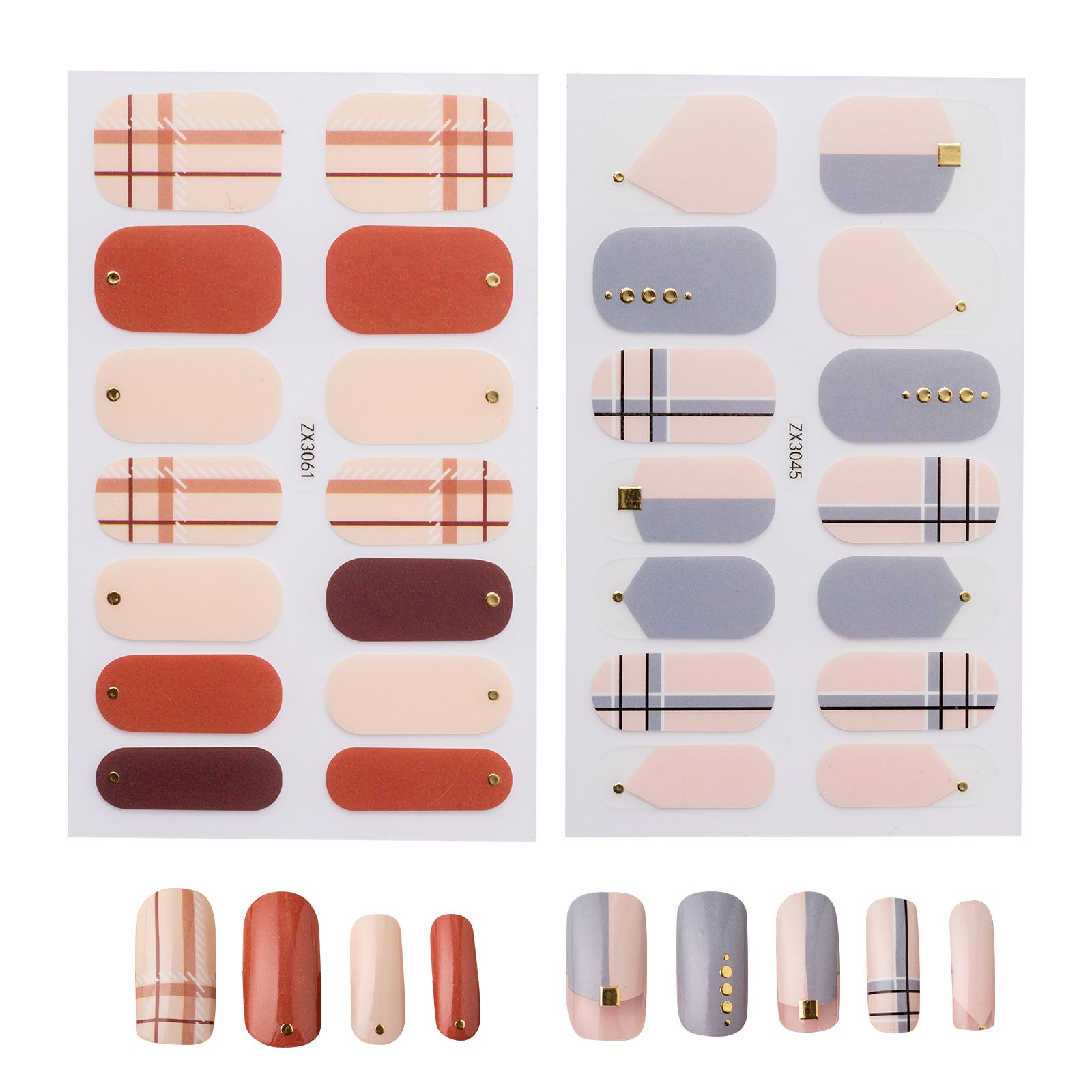 2 Sheets Full Wraps Nail Stickers Self-Adhesive Nail Art Stickers Nail Decals DIY Nail Decoration Nail Tip Sticker for Women Girls