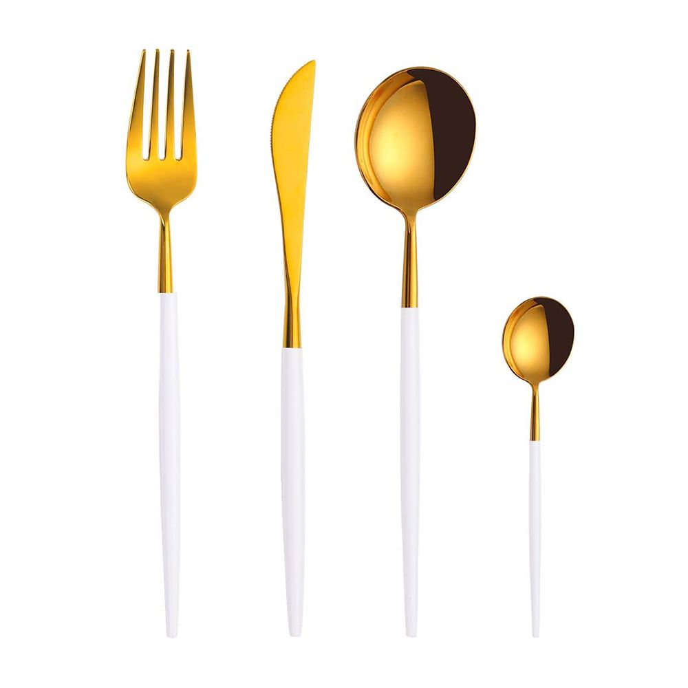 Stainless Steel Cutlery Set 4-Piece Mirror Polished Flatware Reusable Utensils Kitchen Tableware Include Kni-fe Fork Spoon for Home Hotel Wedding Festival Party