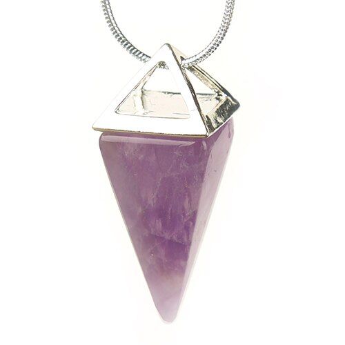 Lovers Reiki Chakra Pyramid Pendulum Stone Natural Stone Necklace Pendant European Jewelry Hexagon Fashion Crystal Pillar