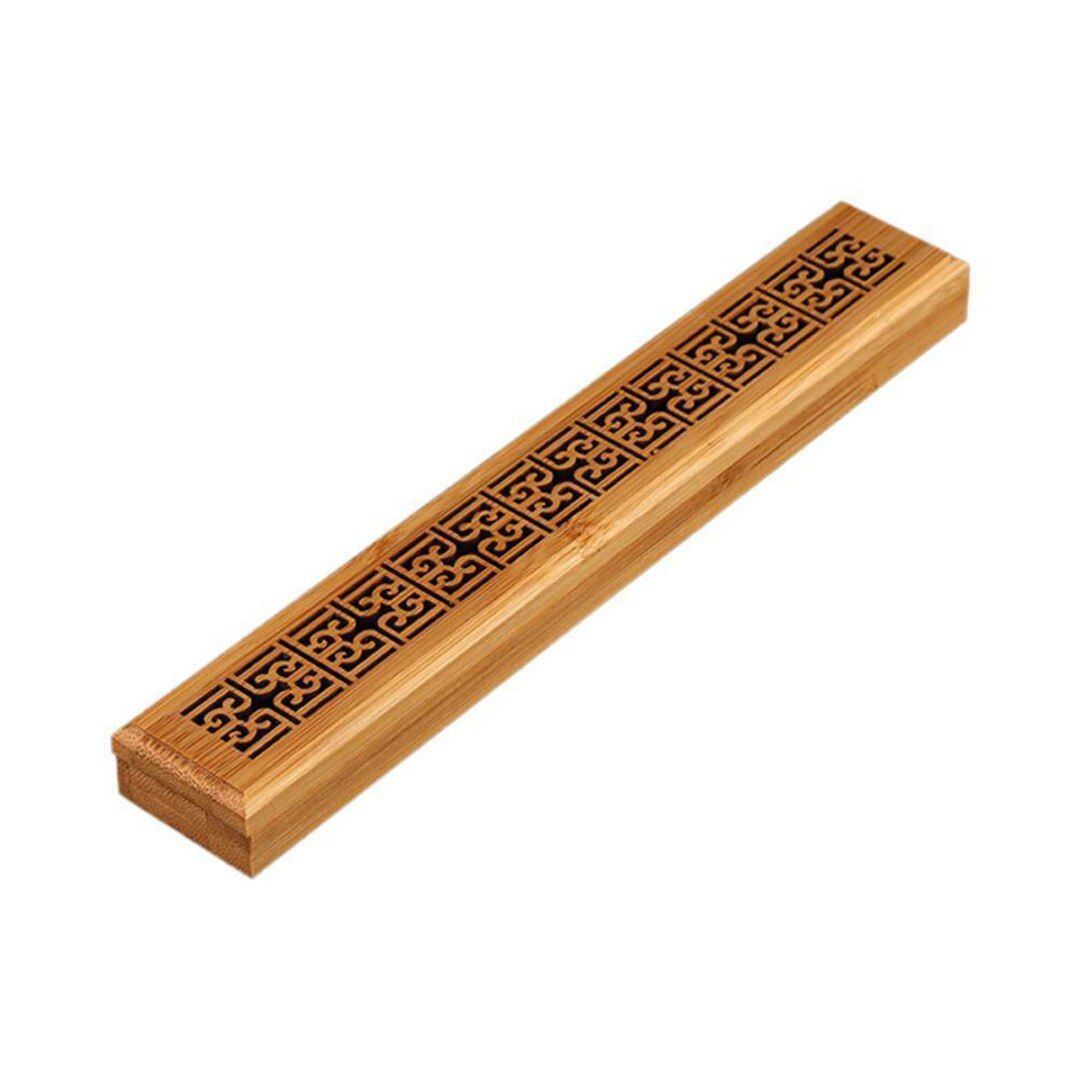 Chinese Bamboo Insence Holder Flower Hollow Wooden Insense Burner Ash Catcher Insence Stick Storage Box Case Home Decor Craft