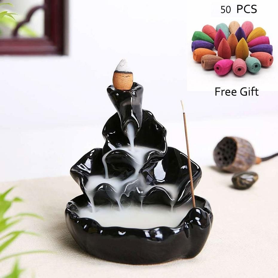 Tower Incense Burner Ceramic Fragrance Holder Backflow Censer Creative Aromatherapy oke Reflux Incense Stick Incense Cones