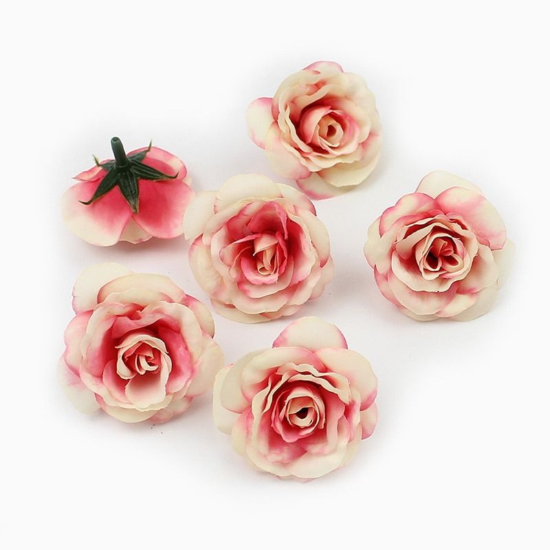 HUADODO 4cm 10Pieces Rose Artificial flowers heads Silk flower For Home Garden DIY Wedding Decoration Fake Flowers