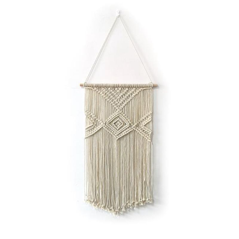 Macrame Woven Wall Hanging Boho Chic Bohemian Room Geometric Tapestry Art Beautiful Dorm Room Decoration 40X80cm