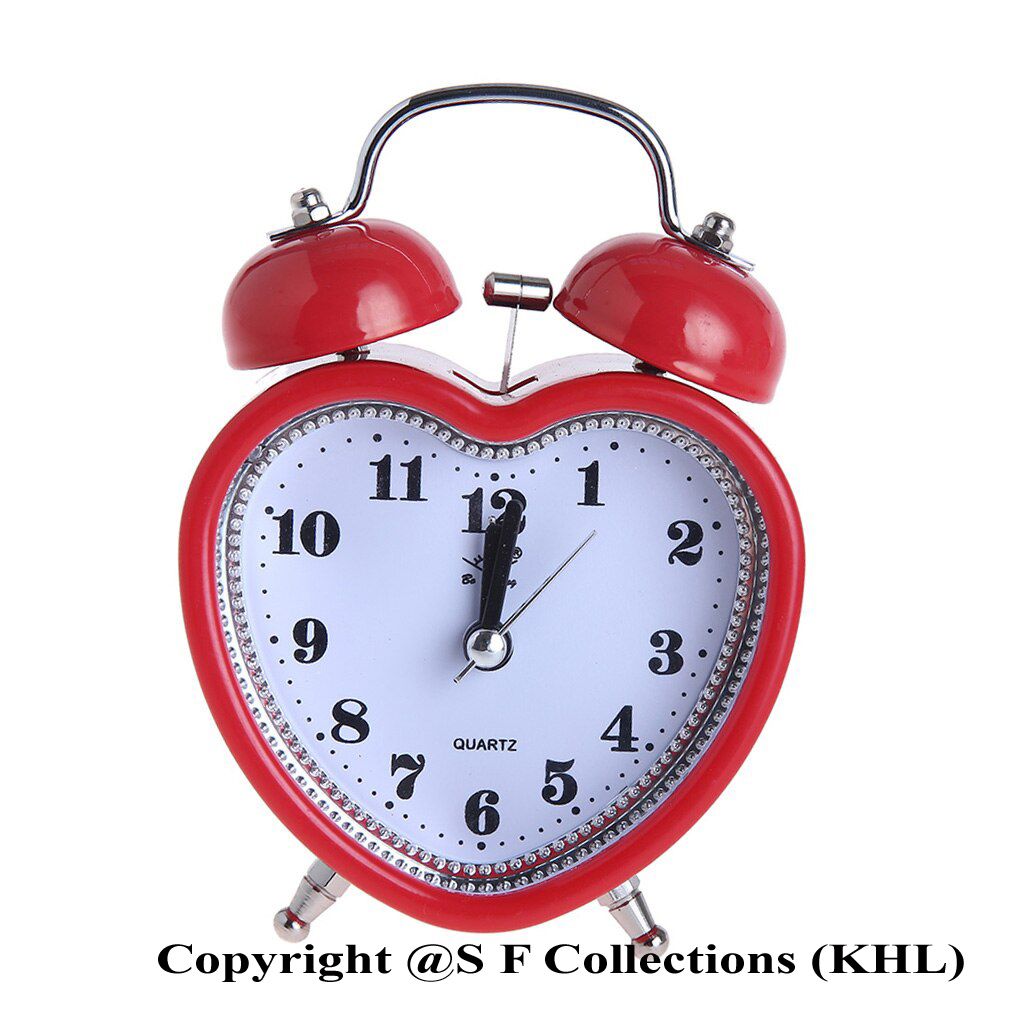 Heart-Shaped Metal Alarm Bed/Table Clock